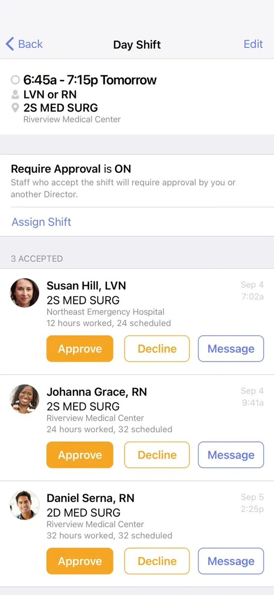 Shift Approval View